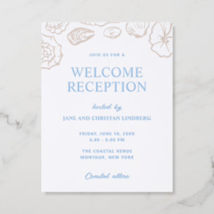 Coastal Seashell Wedding  Letterpress Enclosure Card