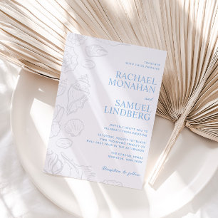 Coastal Seashell Wedding Letterpress Invitation