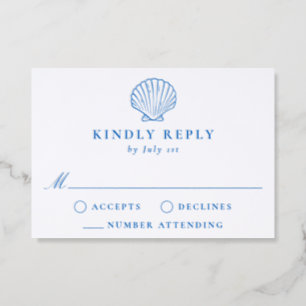 Coastal Seashell Wedding Letterpress RSVP Cards