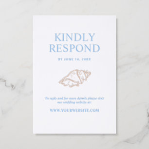 Coastal Seashell Wedding Letterpress RSVP Cards