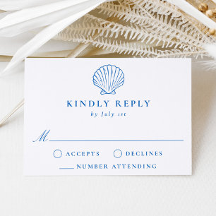 Coastal Seashell Wedding Letterpress RSVP Cards