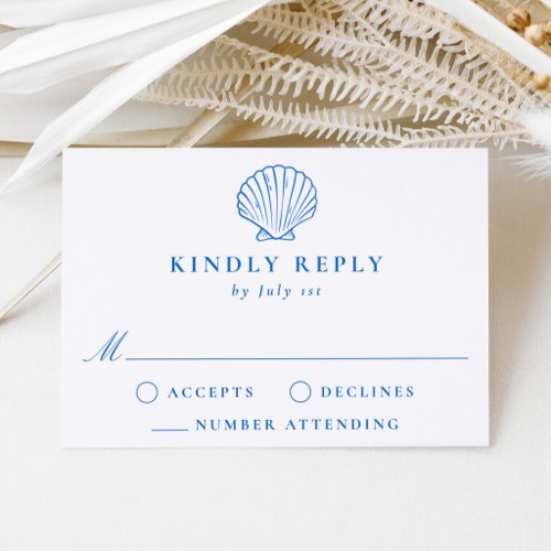 Coastal Seashell Wedding Letterpress RSVP Cards