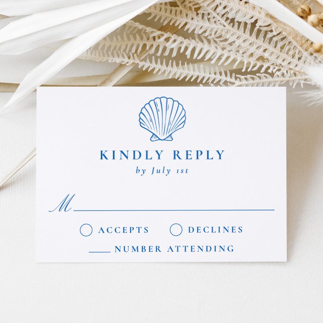 Coastal Seashell Wedding Letterpress RSVP Cards (Creator Uploaded)