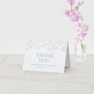 Coastal Seashell Wedding Letterpress Thank You Card