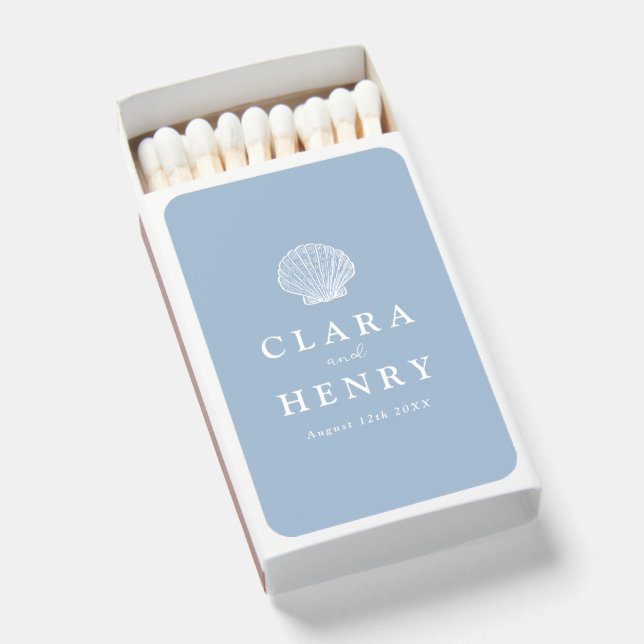 Coastal Seashell Wedding Matchboxes (Front Open)