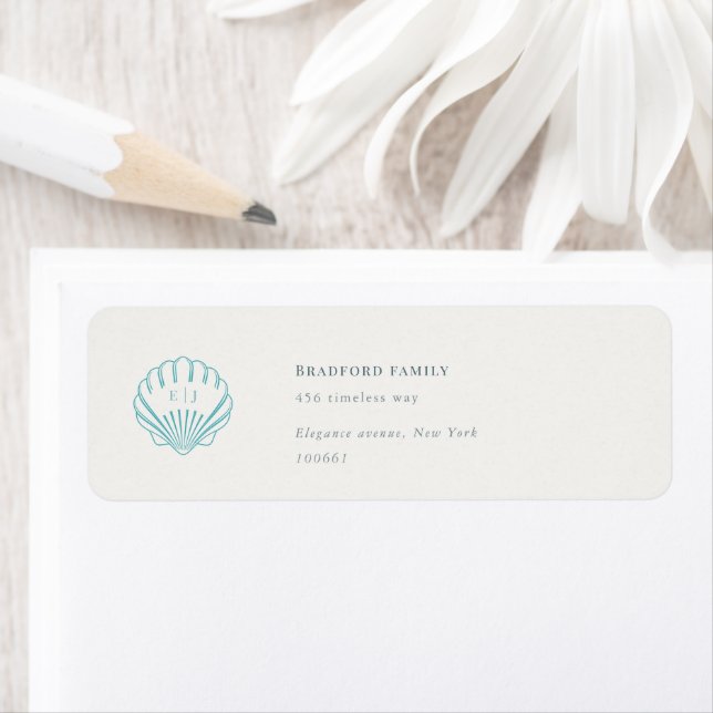 Coastal Seashell Wedding Return Address Label (Insitu)