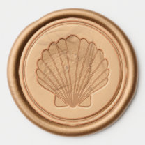 Coastal Seashell Wedding Wax Seal Sticker