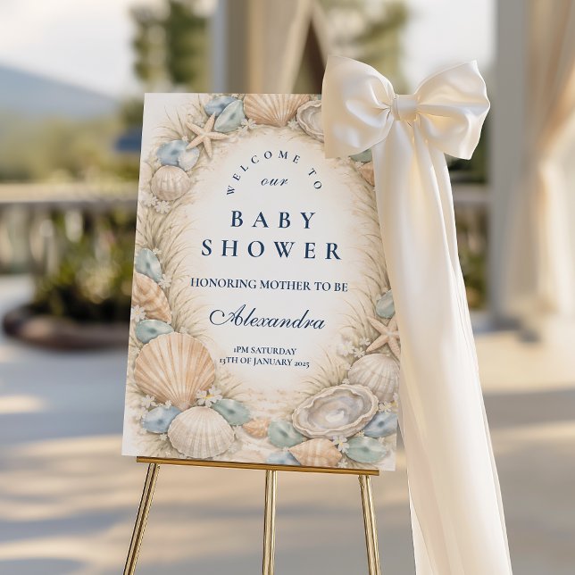 Coastal Seashell Wreath Baby Shower Foam Board (Creator Uploaded)