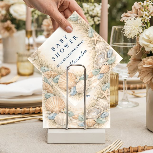 Coastal Seashell Wreath Baby Shower Napkins (Creator Uploaded)