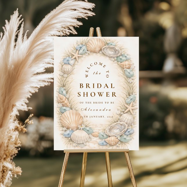 Coastal Seashell Wreath Bridal Shower Foam Board (Creator Uploaded)