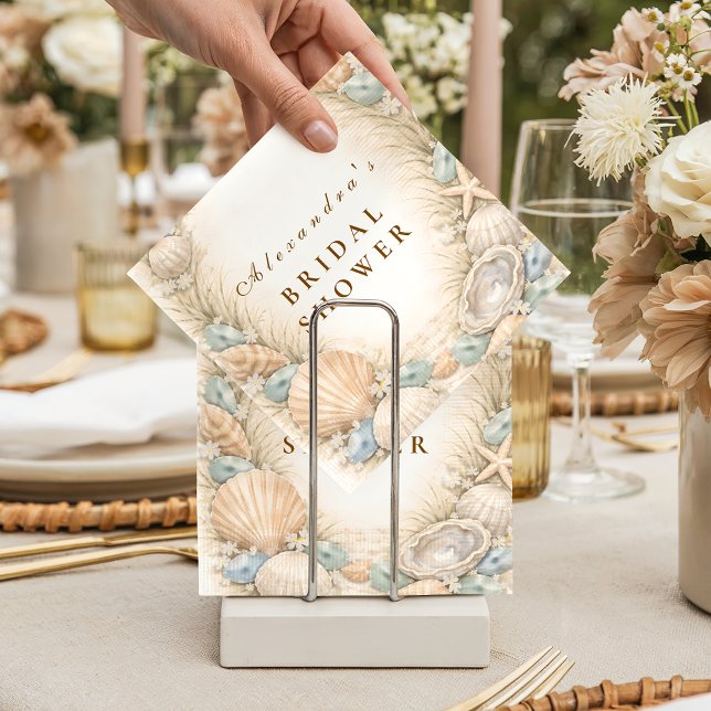 Coastal Seashell Wreath Bridal Shower Napkins (Creator Uploaded)