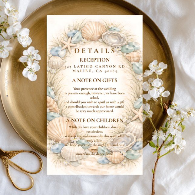 Coastal Seashell Wreath Wedding Enclosure Card (Creator Uploaded)