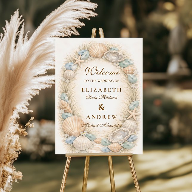 Coastal Seashell Wreath Wedding Foam Board (Creator Uploaded)