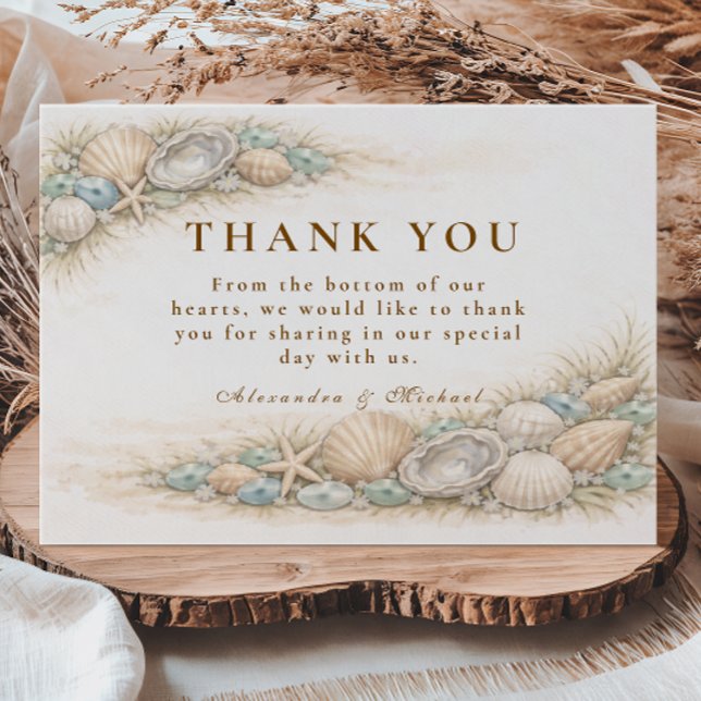 Coastal Seashell Wreath Wedding Thank You Card (Creator Uploaded)