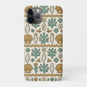 Coastal Seashells and Coral Scandinavian Folk Patt iPhone 11 Pro Case