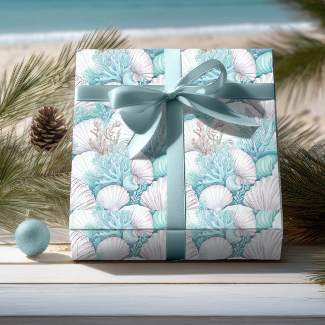 Coastal Seashells & Coral Pattern#3 ID1009 Wrapping Paper (Creator Uploaded)