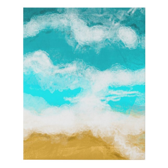Coastal Seaside Blue and Turquoise Waves Sandy   Faux Canvas Print (Front)