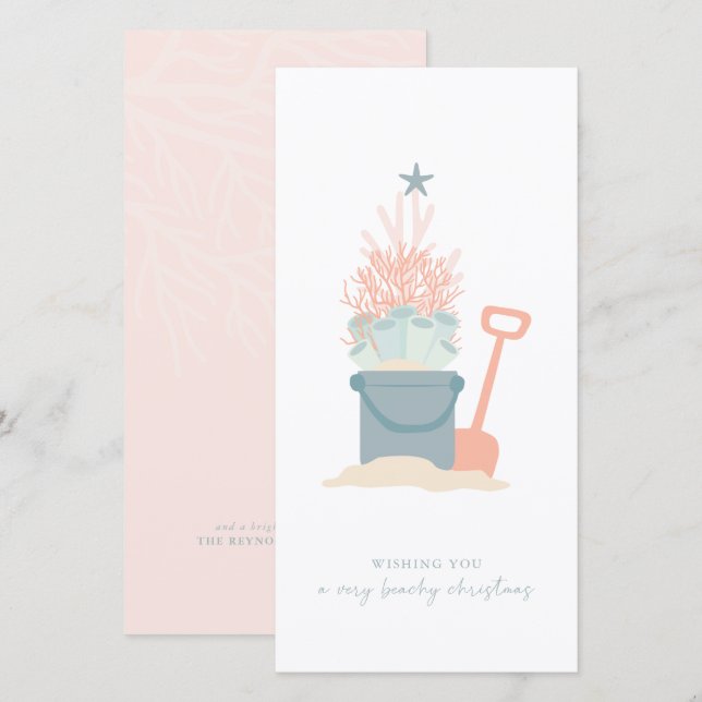 Coastal Seaside Christmas Beach Photo Holiday Card (Front/Back)