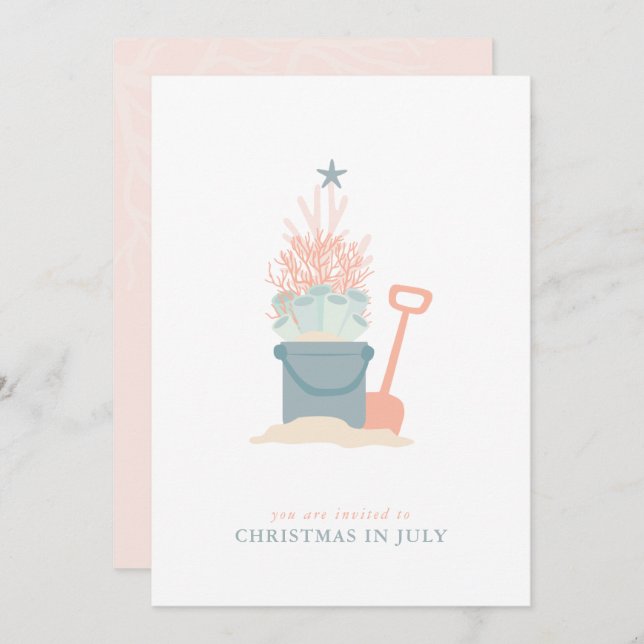 Coastal Seaside Christmas In July Invitation (Front/Back)