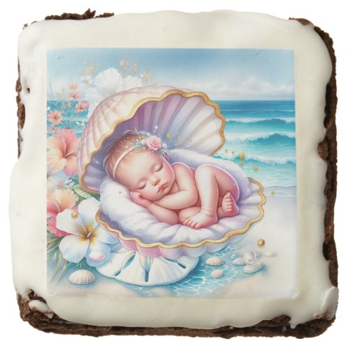 Coastal Seaside Girls Baby Shower Ocean Themed  Brownie