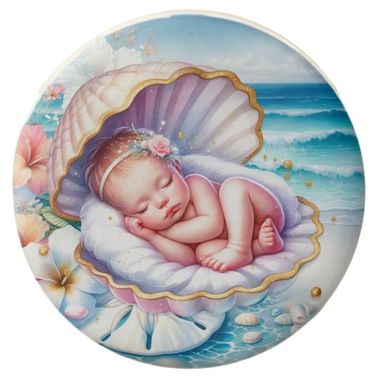 Coastal Seaside Girl's Baby Shower Ocean Themed Chocolate Covered Oreo (Front)