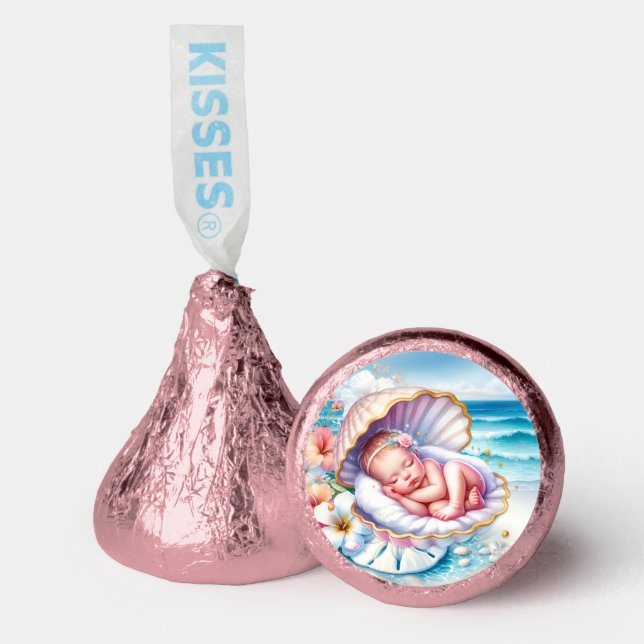 Coastal Seaside Girl's Baby Shower Ocean Themed  Hershey®'s Kisses® (Front)