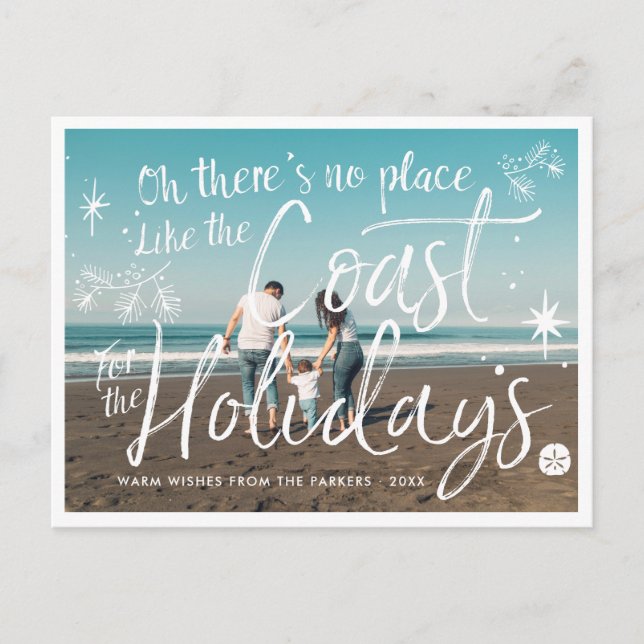 Coastal Seaside Holiday Photo Collage Card (Front)