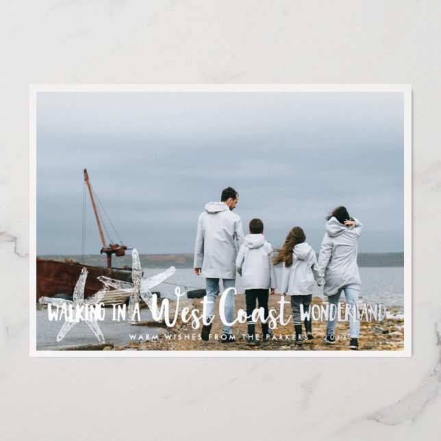 Coastal Seaside Holiday Photo Collage Card (Front)