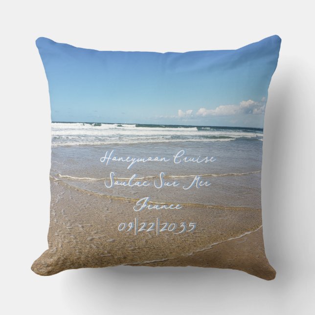 Coastal Seaside Town In France | Soulac Sur Mer Throw Pillow (Front)