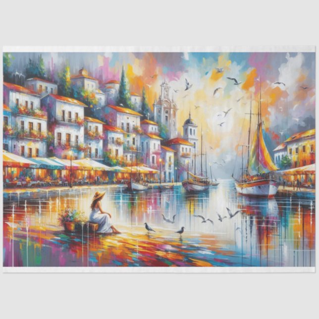 Coastal seaside villas Decoupage Tissue Paper (Front)