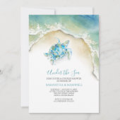 Coastal SeaTurtle Blue Baby Shower Watercolor Invitation (Front)