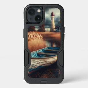 Coastal Serenity: Lighthouse and Rowboat iPhone 13 Case