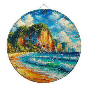 Coastal Serenity: Majestic Cliffs & Tranquil Shore Dart Board