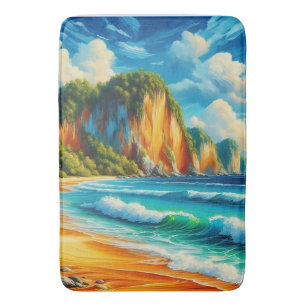Coastal Serenity Majestic Cliffs & Tranquil Shores Bath Mat
