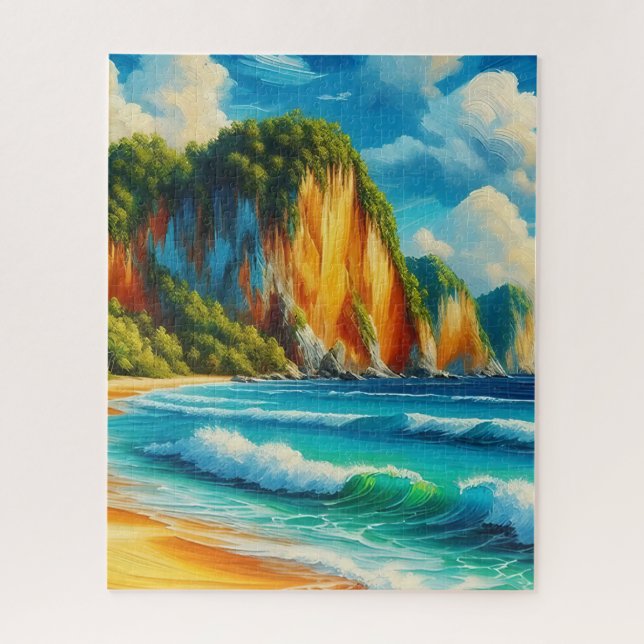 Coastal Serenity Majestic Cliffs & Tranquil Shores Jigsaw Puzzle (Vertical)