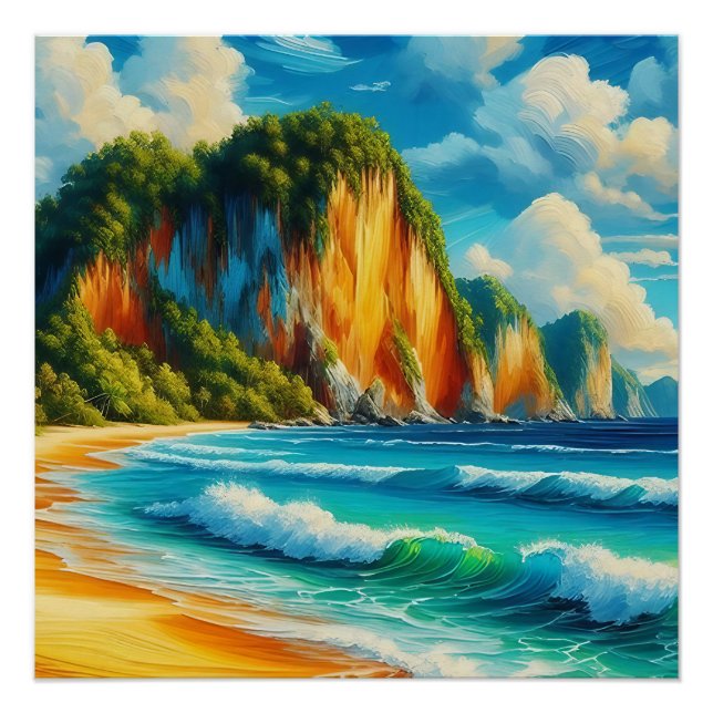 Coastal Serenity Majestic Cliffs & Tranquil Shores Poster (Front)