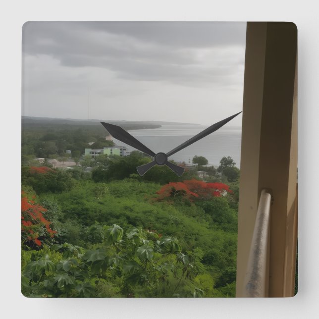 Coastal Serenity Square Wall Clock (Front)