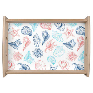 Coastal serving tray with a seashells design