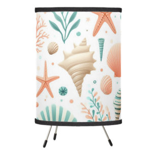 Coastal Shell Art Tripod Lamp
