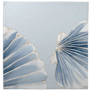 Coastal Shell Botanical   Soft Blue Entertaining Cloth Napkin