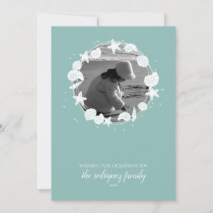 Coastal Shell Christmas Wreath Photo Card