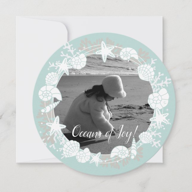Coastal Shell Christmas Wreath Photo Card (Front)