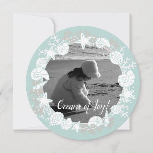 Coastal Shell Christmas Wreath Photo Card