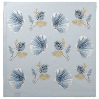 Coastal Shell & Fern Cocktail Napkins | Soft Blue