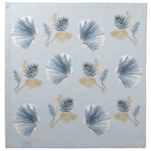 Coastal Shell & Fern Soft Blue Entertaining Cloth Napkin