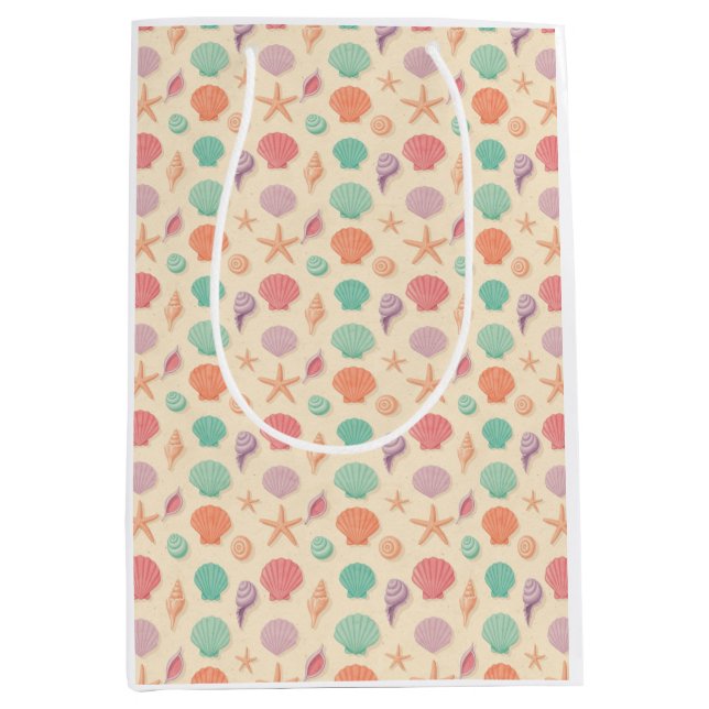 Coastal Shell Pattern Medium Gift Bag (Front)