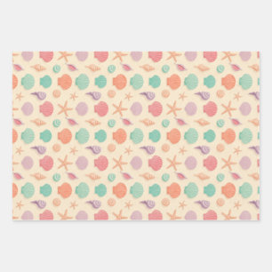 Coastal Shell Pattern Wrapping Paper Sheets