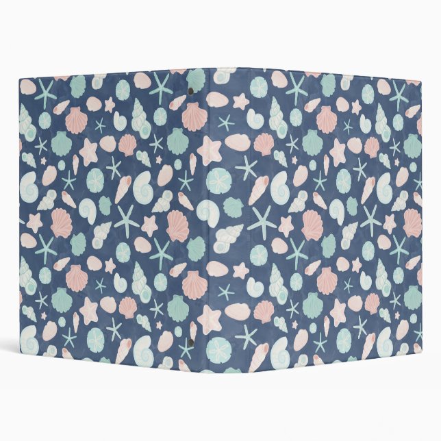 Coastal Shells Beach & Ocean Design 3 Ring Binder (Background)
