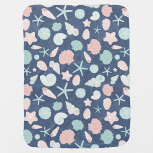 Coastal Shells Beach & Ocean Design Baby Blanket