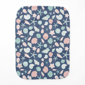 Coastal Shells Beach & Ocean Design Baby Burp Cloth